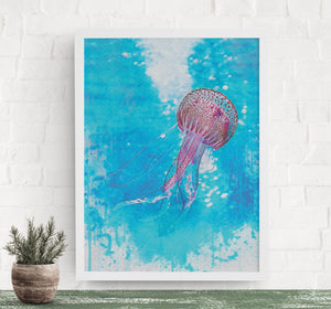 Ocean inspired Wall Art,  Nursery Room Decor,  Beach House Art and Decor,  Tropical Wall Art, Jellyfish Print, Bathroom Decor