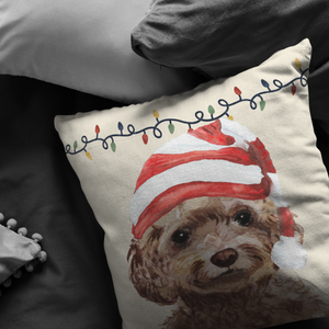 Cockapoo Christmas Pillow | Christmas Gift for Brown Cockapoo Owners | Custom Dog Pillow