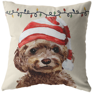 Cockapoo Christmas Pillow | Christmas Gift for Brown Cockapoo Owners | Custom Dog Pillow