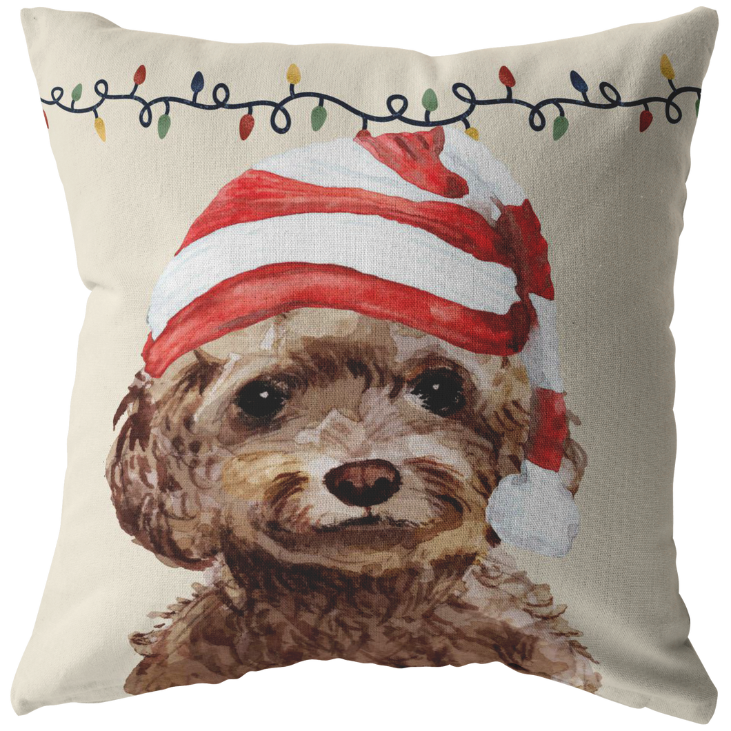 Cockapoo Christmas Pillow | Christmas Gift for Brown Cockapoo Owners | Custom Dog Pillow