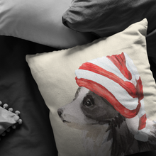 Load image into Gallery viewer, Collie Christmas Pillow | Sheep Dog Throw Pillow for the Holidays
