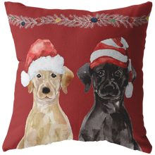 Load image into Gallery viewer, Black Yellow Lab Christmas Gift | Holiday Throw Pillow | Gift for Labrador Retriever Owners
