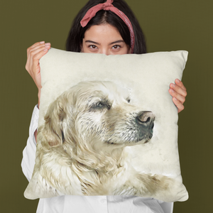 Custom Golden Retriever Portrait Pillow for Golden Treasures Rescue