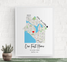 Load image into Gallery viewer, Dog Gifts, Gift For New Pet Owners, Our First Home Map Print, Personalized Gift for Cat Lovers
