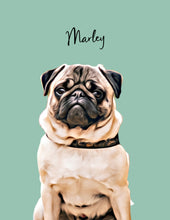 Load image into Gallery viewer, Modern style Pet Portrait,  Portrait of your Dog or Cat, Pet Memorial Gift, Simple Custom Portrait from Photo
