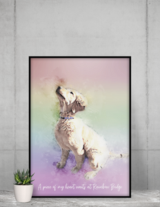Rainbow Bridge Pet Portrait, Colorful Style Portrait of your Dog or Cat, Pet Memorial Gift