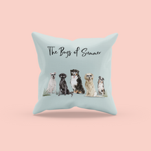 Load image into Gallery viewer, Summer Dog Pillow | Dogs with Sunglasses | Pet Throw Pillow | Gift for Pet Lovers | Pet Loss Gift
