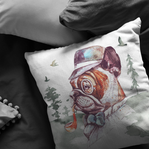 Frenchie Pillow | French Bulldog Throw Cushion | Vintage Art Decor