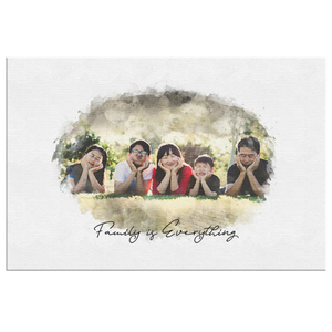 Family Portrait Watercolor Style Print on Canvas | Grandparent Gift | 1st Anniversary Present
