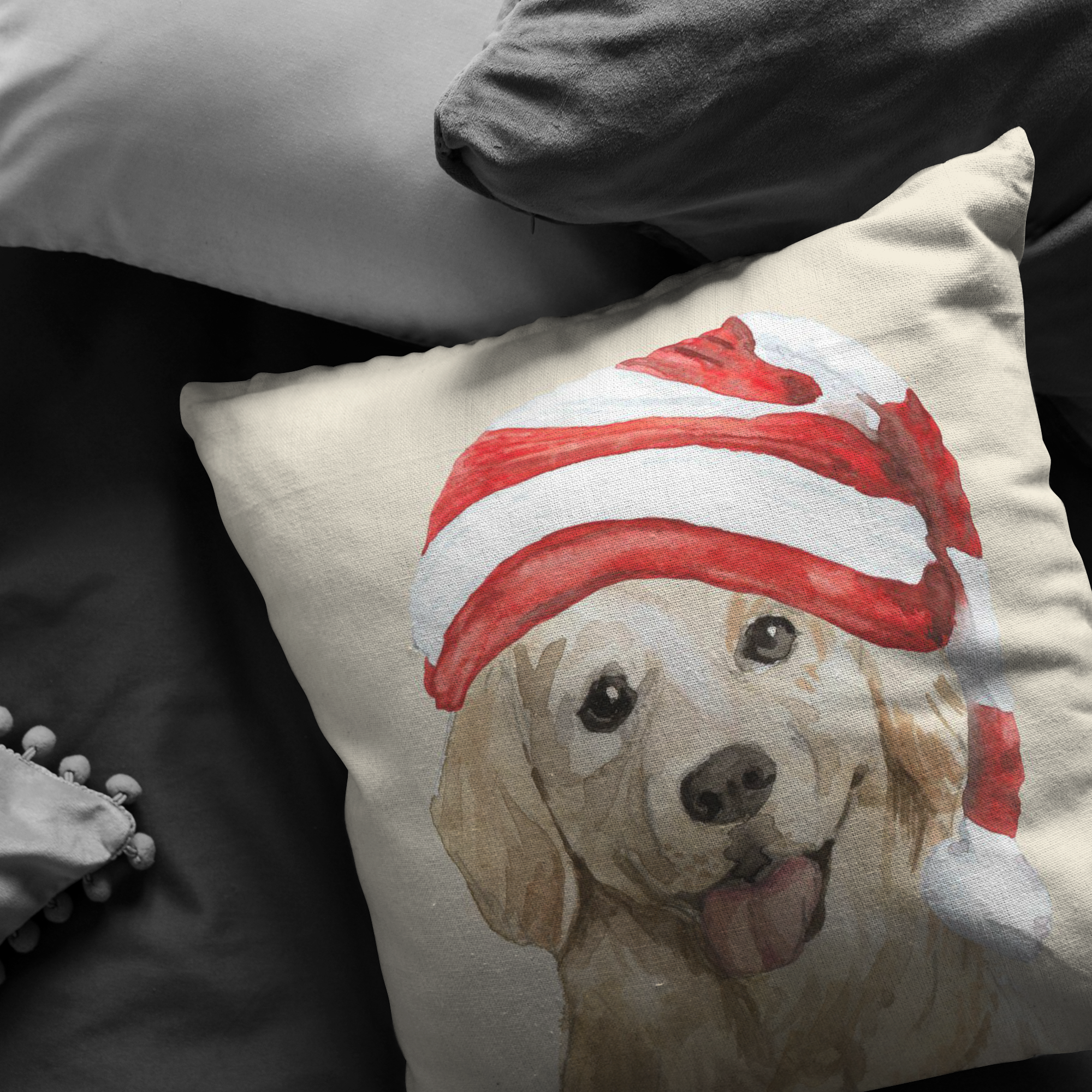Golden retriever sales christmas pillow