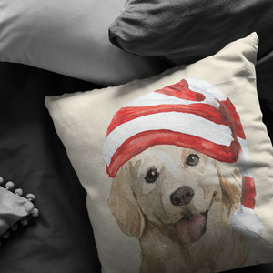 Golden Retriever Christmas Pillow | Xmas Decorative Throw Pillow | 3Pet Portrait Decor