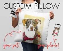 Load image into Gallery viewer, Fun Pet Portrait Pillow, Gift for Pet Owners, Pet Pillow from Photo, Portrait of your Dog
