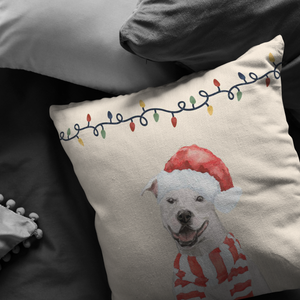 Staffordshire Bull Terrier Christmas Pillow | Staffie Owner Gift | Pit Bull Lovers | Rescue Shelter Dog