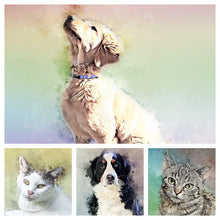 Load image into Gallery viewer, Rainbow Bridge Pet Portrait, Colorful Style Portrait of your Dog or Cat, Pet Memorial Gift
