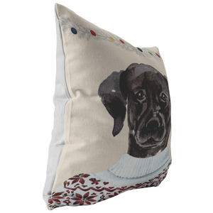 Black Lab Holiday Decor | Christmas Throw Pillow | Labrador Retriever Home Decor for the Holidays