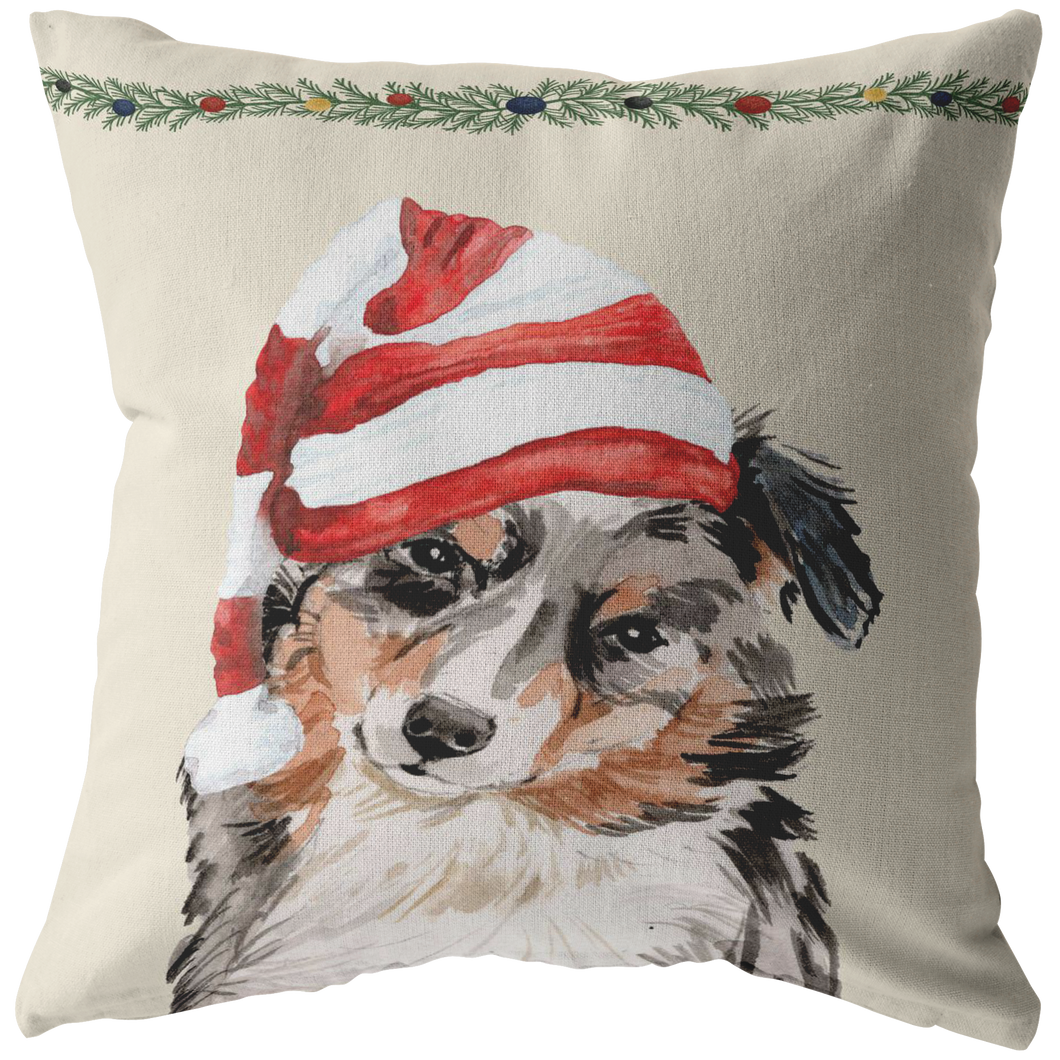 Australian Shepherd Gifts, Christmas Dog Throw Pillow, Aussie Shepherd Owner Gift for Christmas
