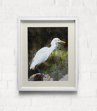 Load image into Gallery viewer, White Heron Wall Art Print, Decor for Beach House, Water Inspired Print, Ocean Life Art Print, Water Bird Art
