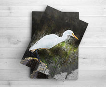 Load image into Gallery viewer, White Heron Wall Art Print, Decor for Beach House, Water Inspired Print, Ocean Life Art Print, Water Bird Art
