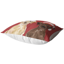 Load image into Gallery viewer, Brown &amp; Yellow Lab Christmas Pillow
